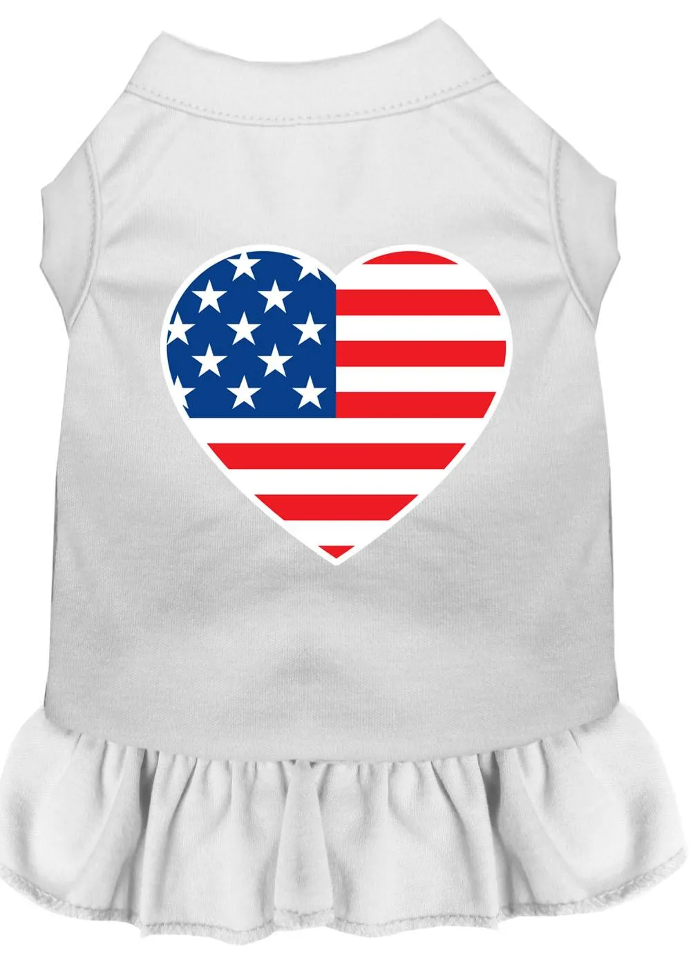 American Flag Heart Screen Print Dress White Med (12)