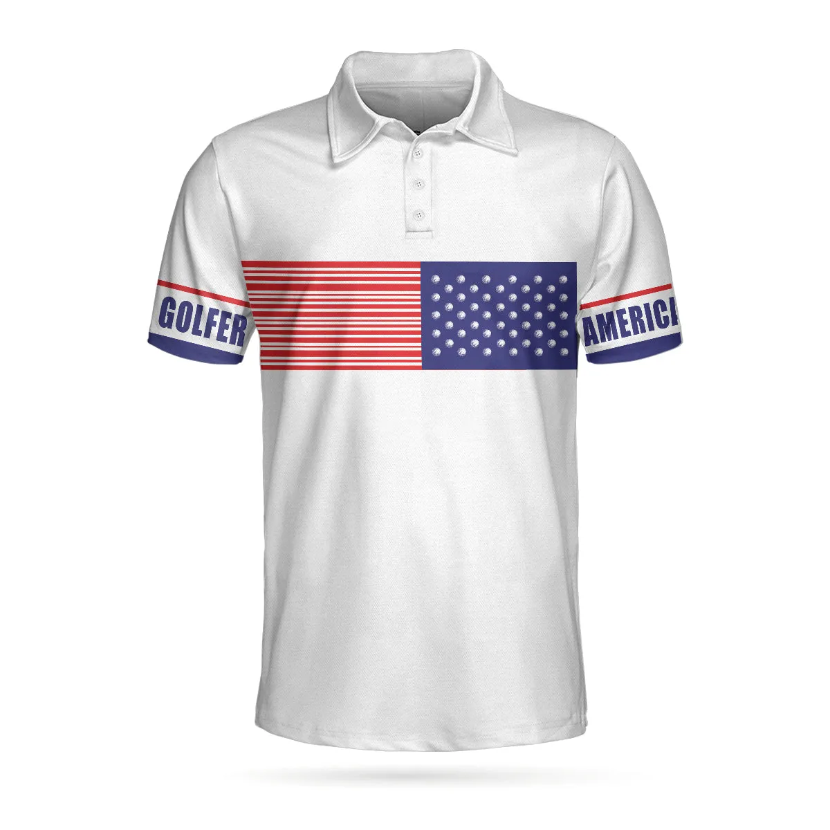 American Golfer Golfing Polo Shirt, Strips Barcode American Flag Polo Shirt, Patriotic Golf Shirt For Men Coolspod