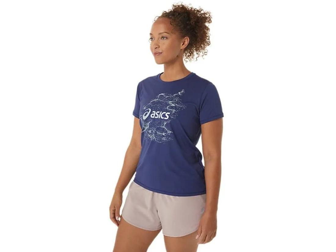 ASICS NAGINO GRAPHIC WOMEN'S TOPS BLUE