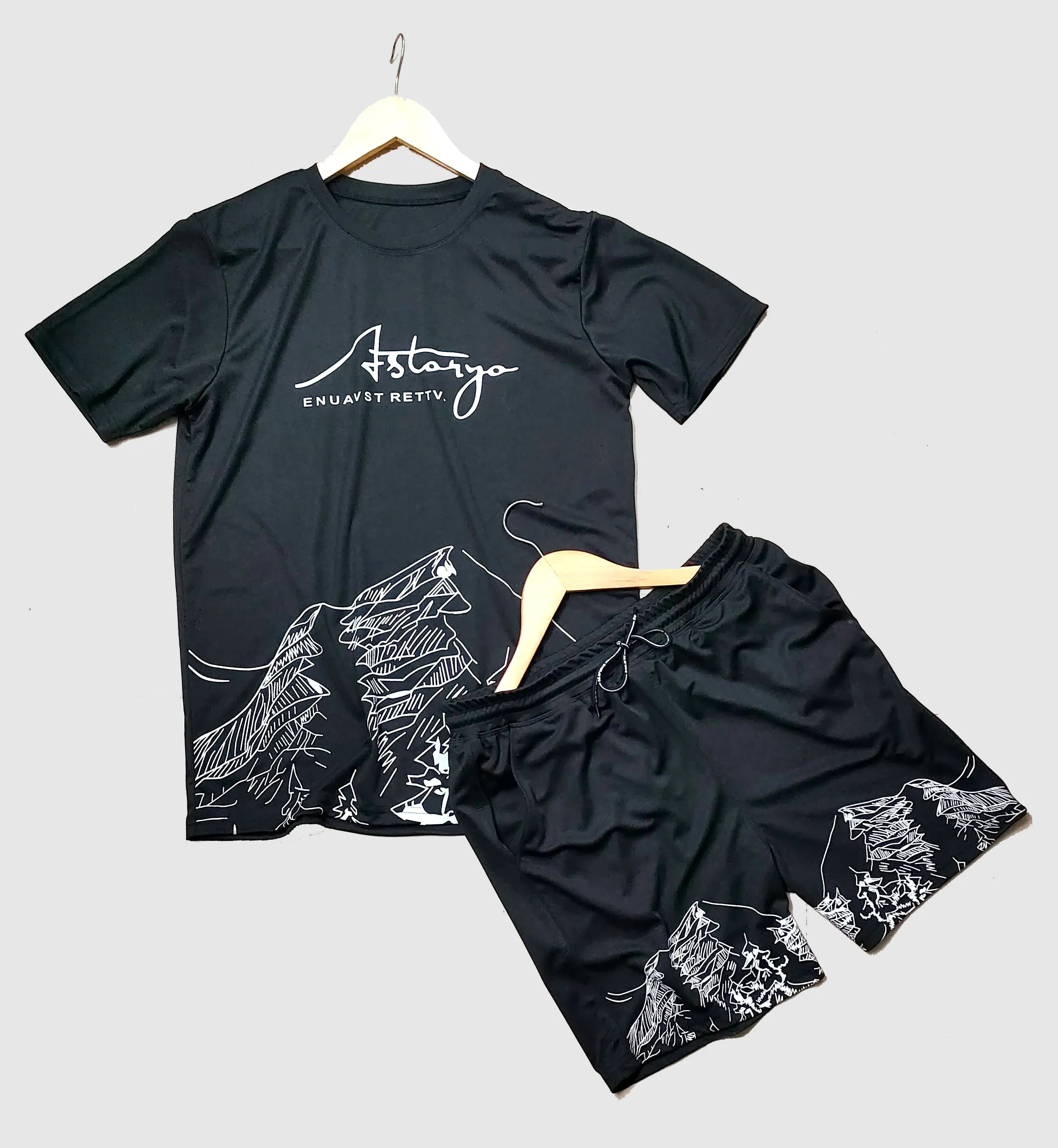 Astarya Printed Men Co-ord Set (Black)