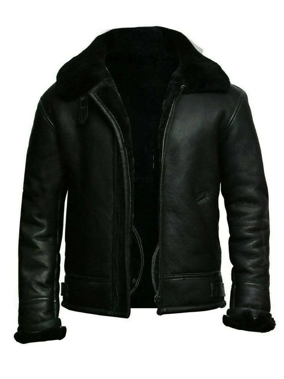 B3 Bomber RAF Aviator Pilot Black Leather Jacket