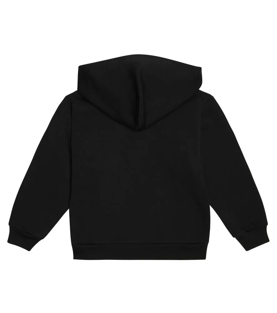 Balenciaga Kids Cotton Logo Hoodie, Black