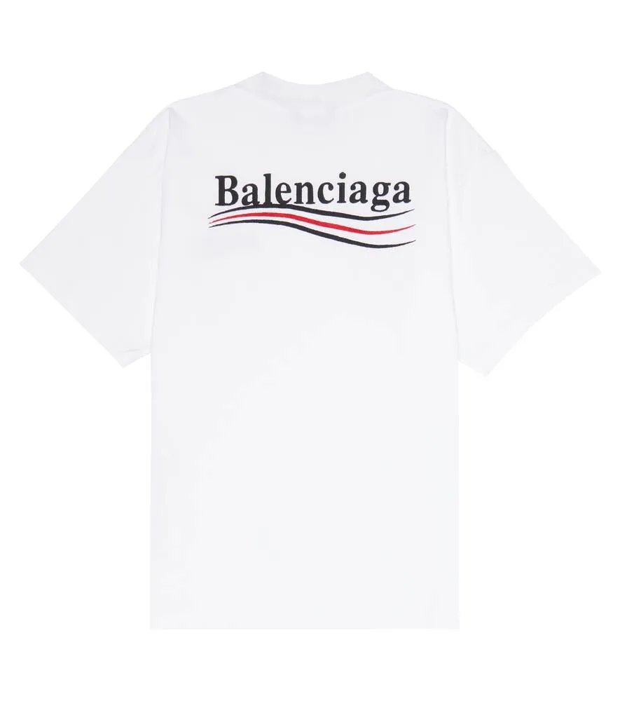 Balenciaga Kids Embroidered Cotton T-Shirt, White