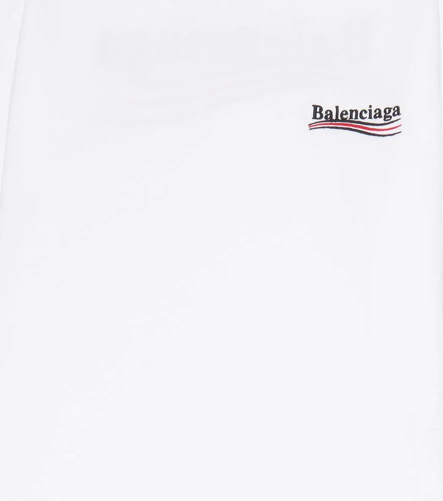 Balenciaga Kids Embroidered Cotton T-Shirt, White