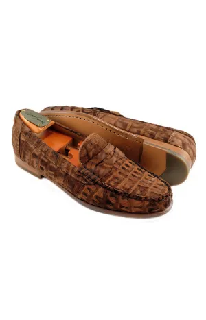 BARKER SUEDED CROC LOAFER - VINTAGE BROWN