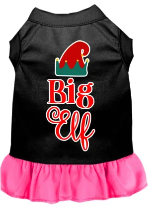 Big Elf Screen Print Dog Dress Black With Bright Pink Xl