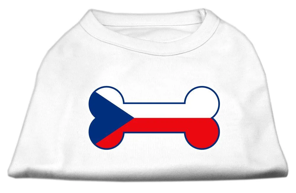 Bone Shaped Czech Republic Flag Screen Print Shirts White L (14)