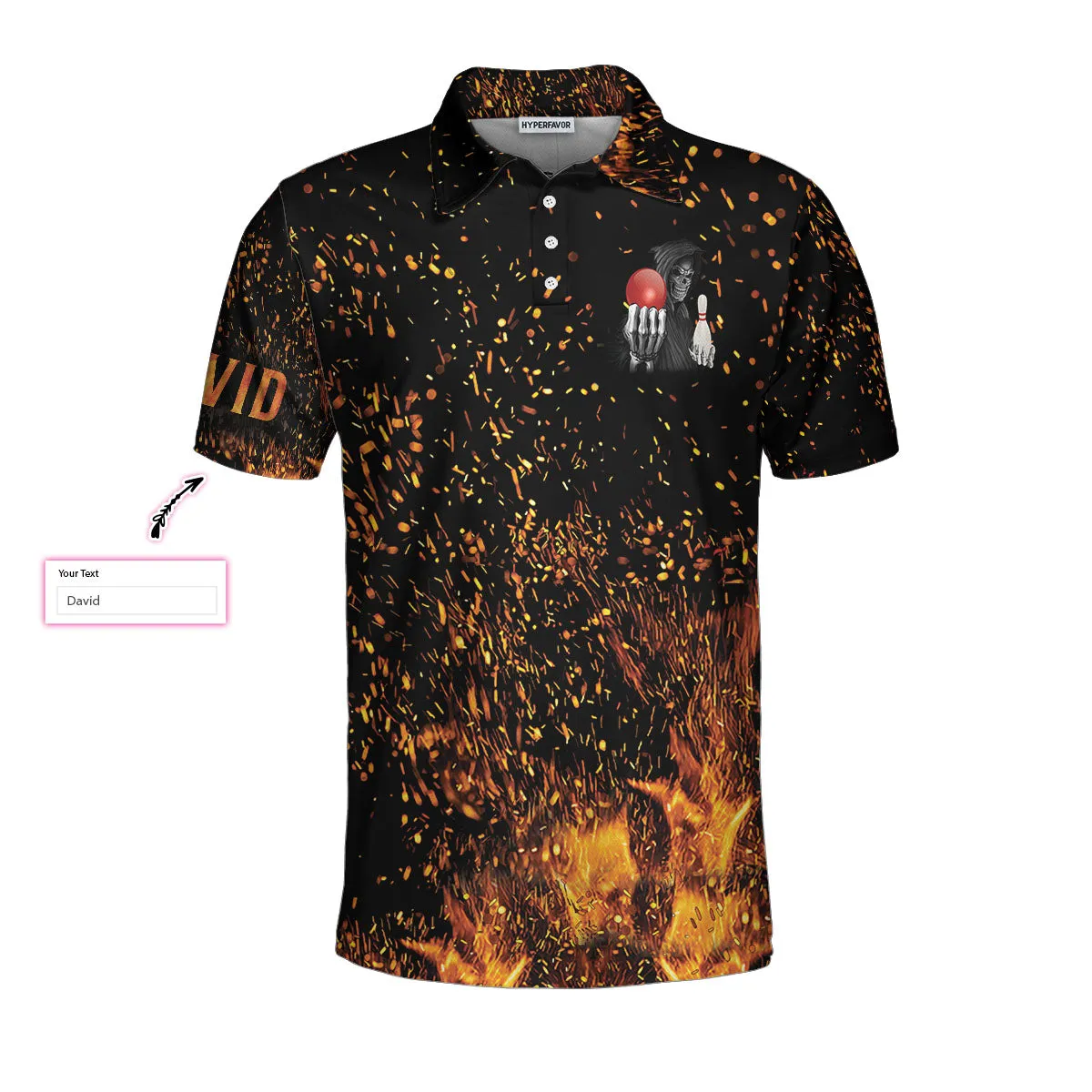 Bowling Beast Custom Polo Shirt, Flame Pattern Bowling Shirt For Men, Personalized Bowling Gift Idea Coolspod