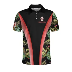 Bowling Skull Tropical Flower Custom Polo Shirt, Skull Floral Bowling Shirt For Bowlers, Cool Tropical Shirt Design Coolspod