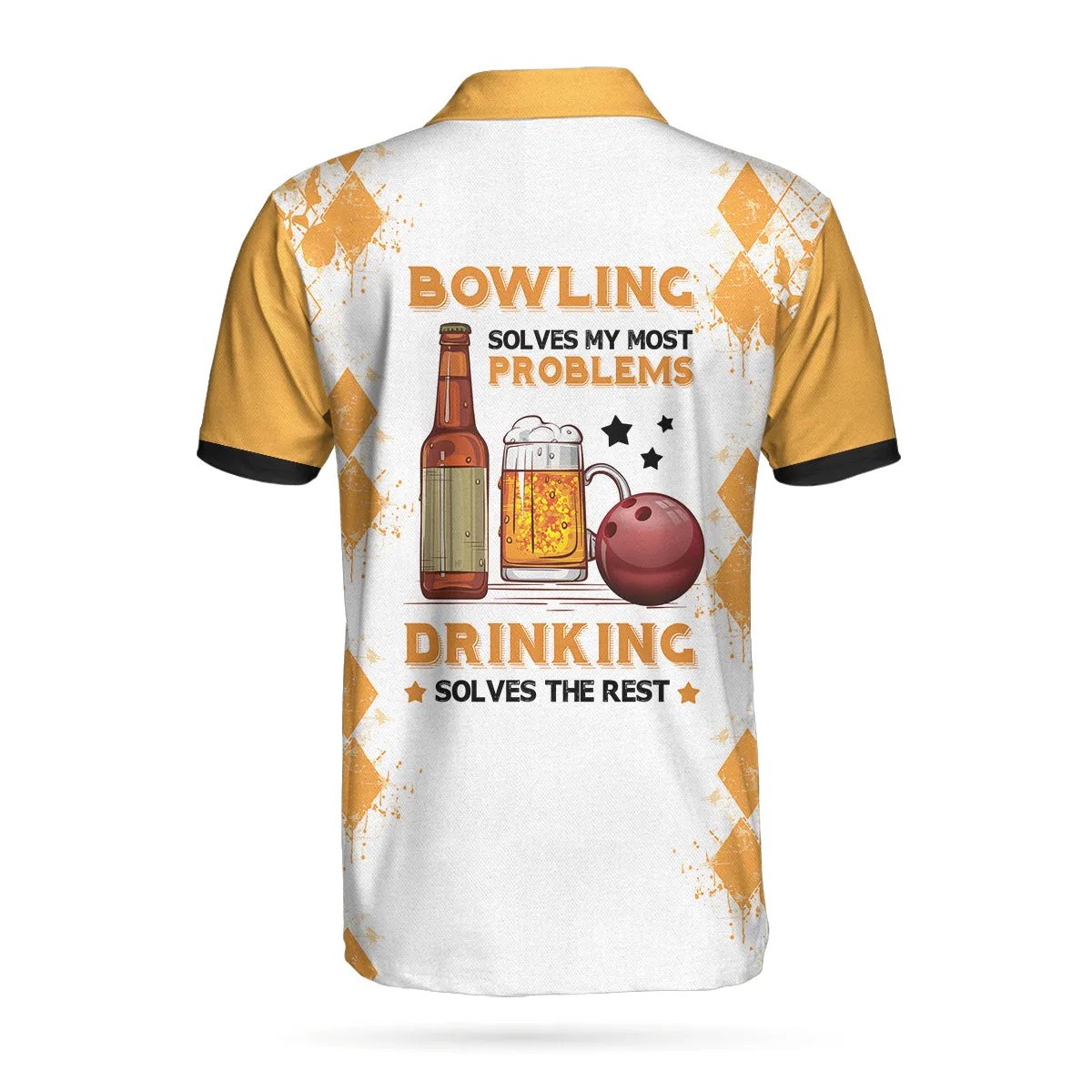 Bowling Solves My Most Problems Drinking Solves The Rest Polo Shirt, Argyle Pattern Beer Polo Shirt, Bowling Shirt For Men Coolspod