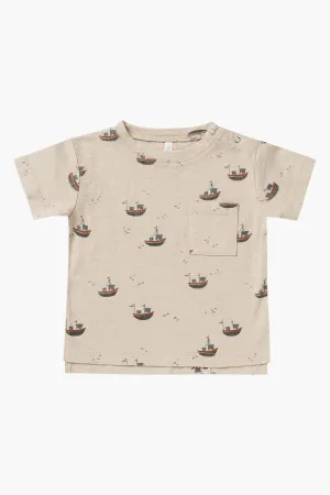 Boys Shirt Rylee and Cru Raw Edge Tee Tugboats