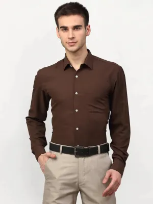 Brown Men'S Solid Formal Shirts