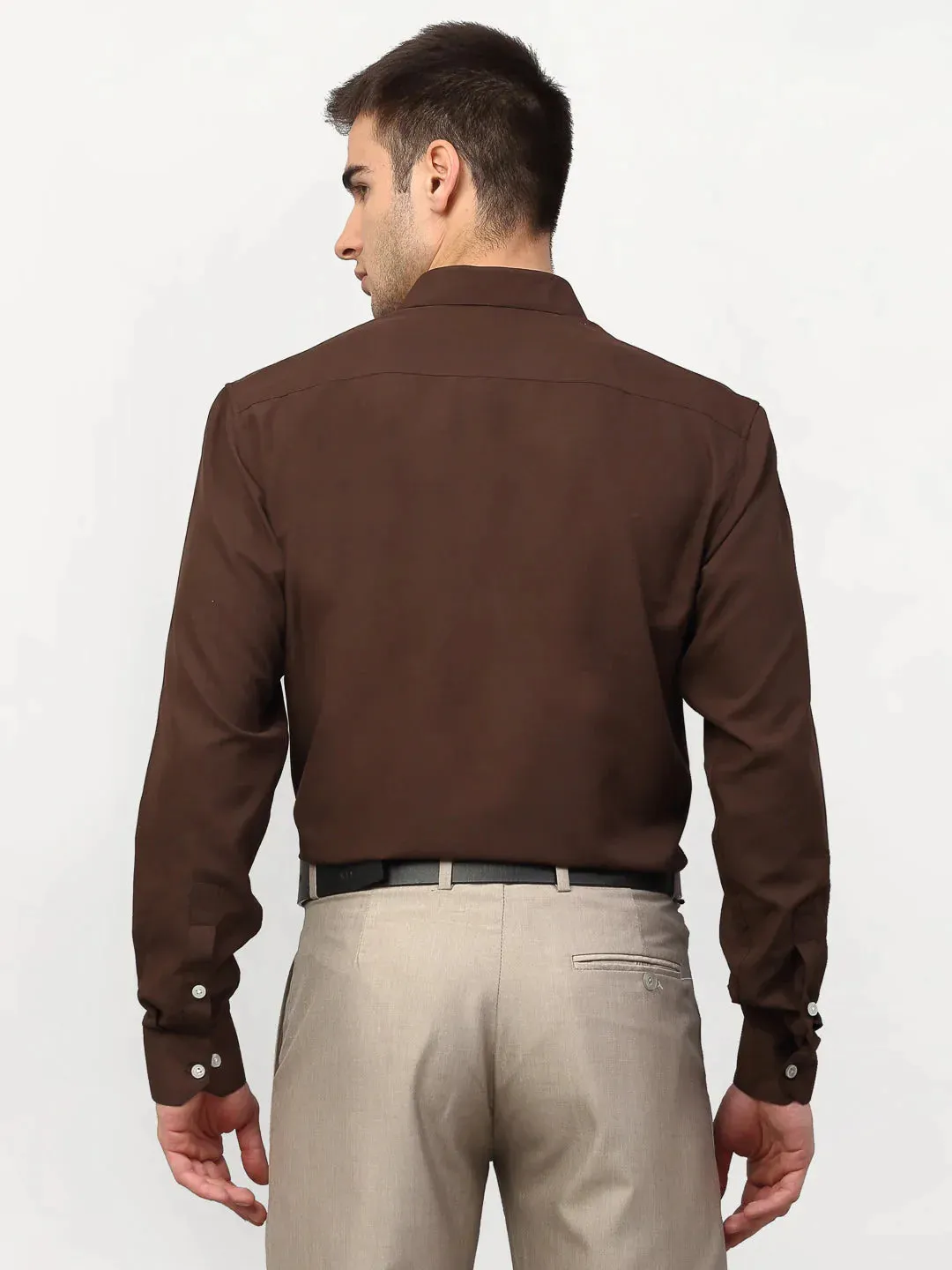 Brown Men'S Solid Formal Shirts