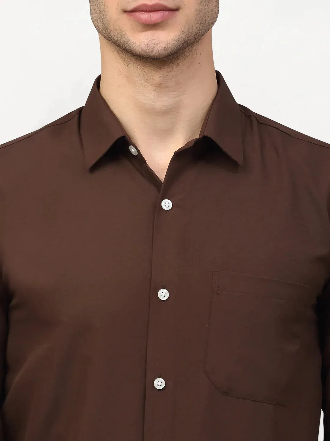 Brown Men'S Solid Formal Shirts