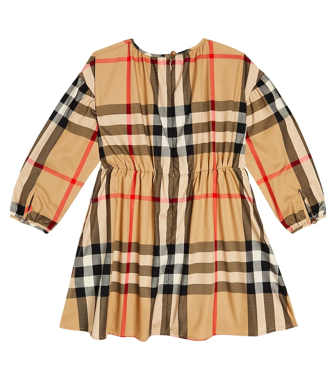 Burberry Kids Cotton Blend Plaid Dress, Beige