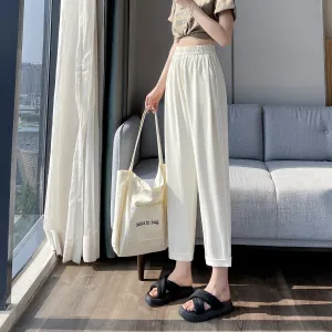 Casual Draping Straight-Leg Silky Harem Ankle Cut Pants