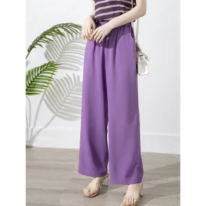 Chic Niche Solid Purple Slant Pocket Loose-Fit Pants