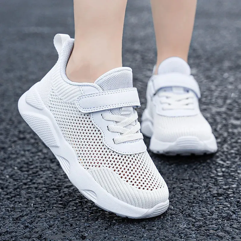 children sports shoes light weight white sneakers size 28-38 mesh travel shoes for boys and girls