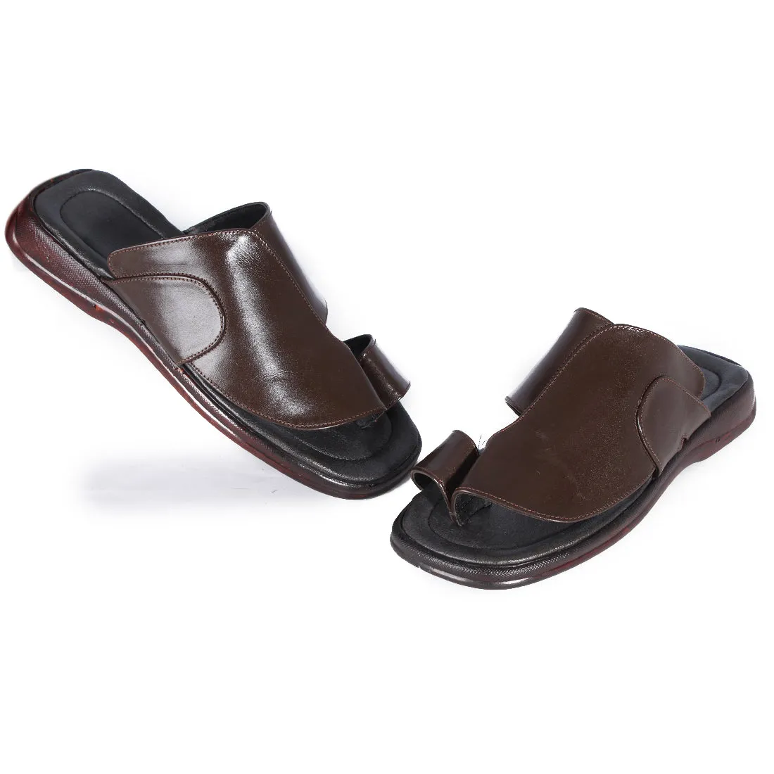 Comfort men Slides/ 100% genuine leather/ handmade/ brown -6865