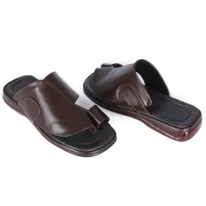 Comfort men Slides/ 100% genuine leather/ handmade/ brown -6865