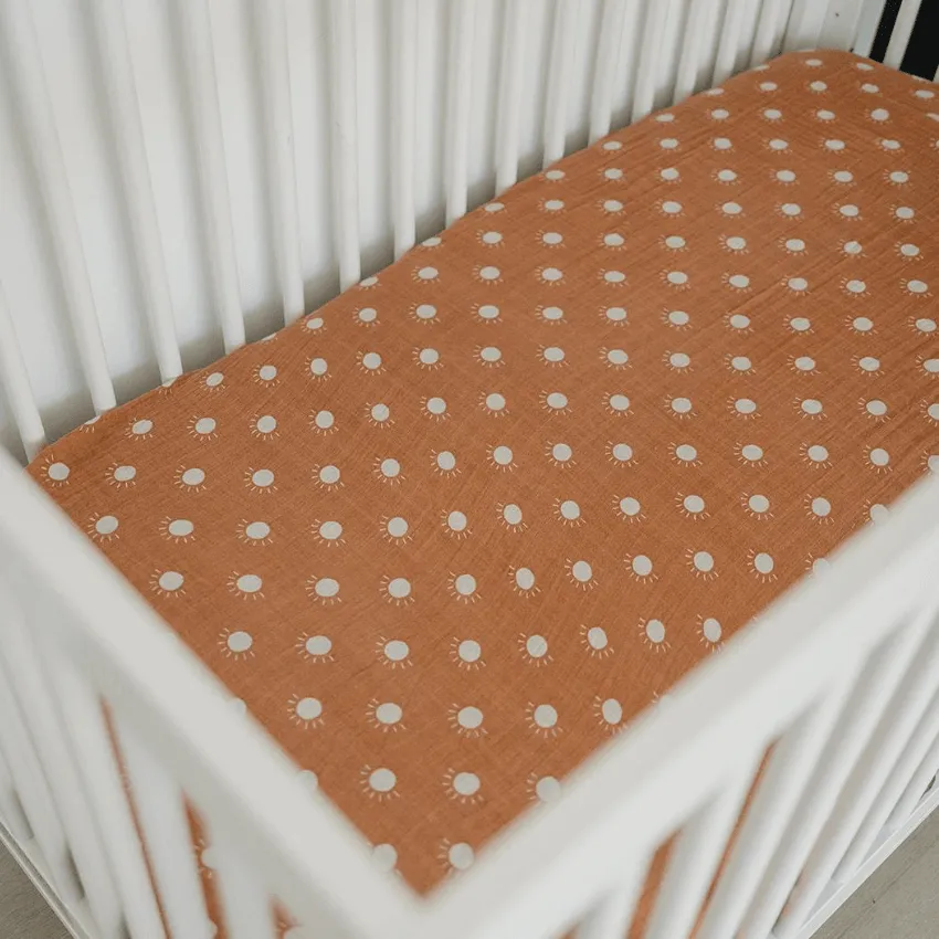 Cotton Muslin Crib Sheet, Sunshine