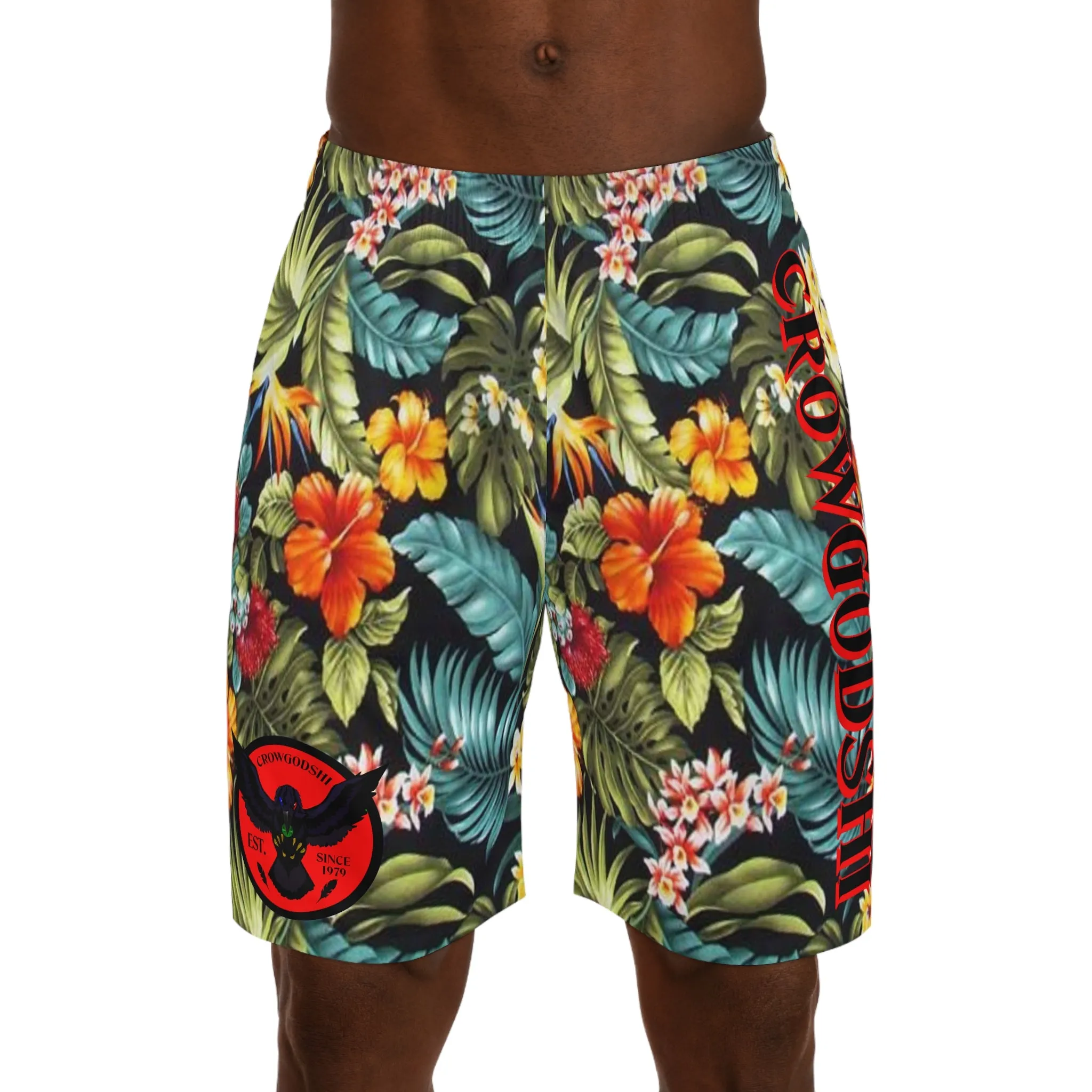 Crowgodshi Men's Hawaiian Wild Flowers Shorts