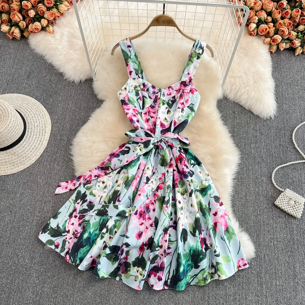 Cute A line floral dress fashion dress    S452