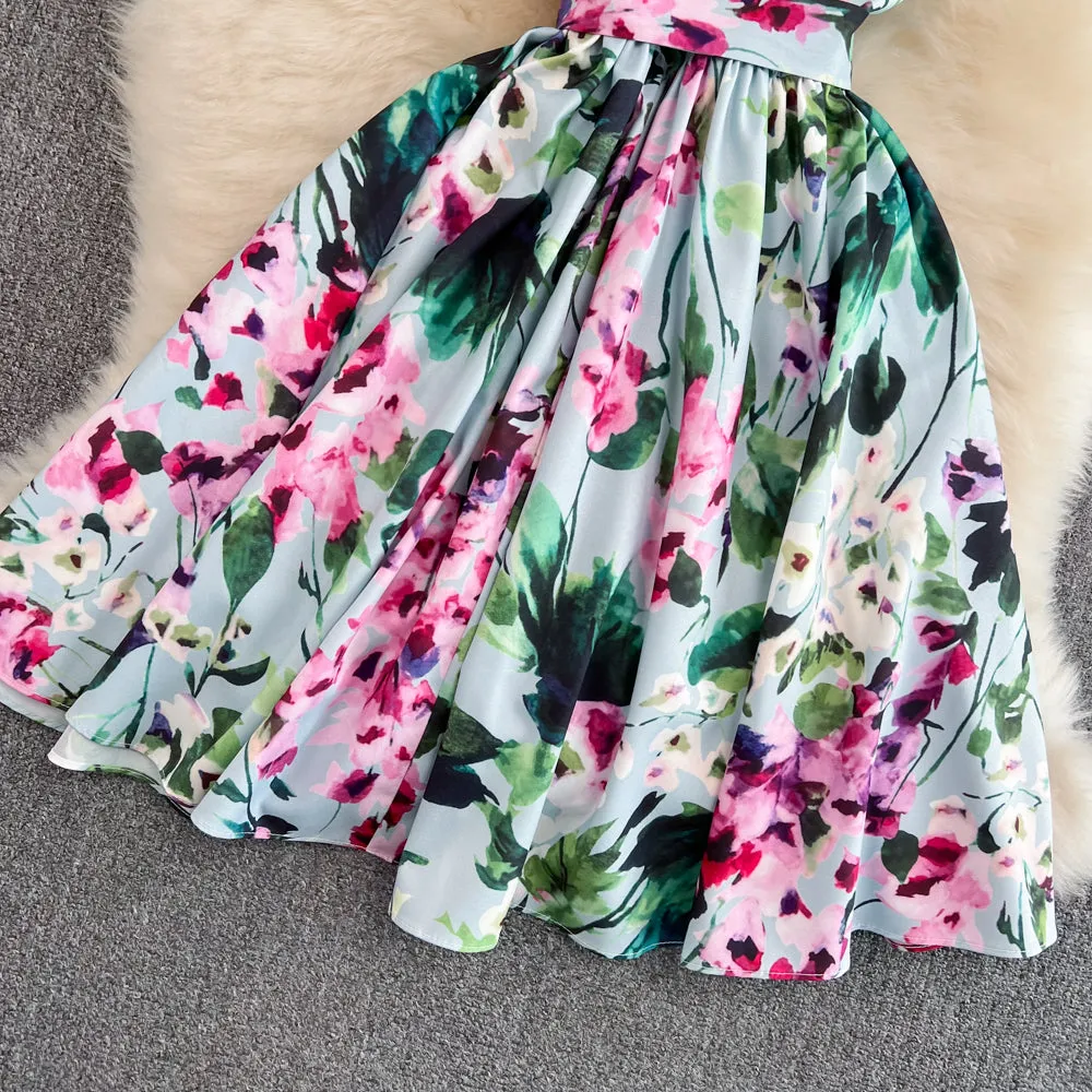 Cute A line floral dress fashion dress    S452