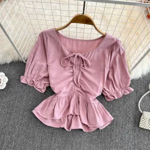 Cute drawstring crop top      S509