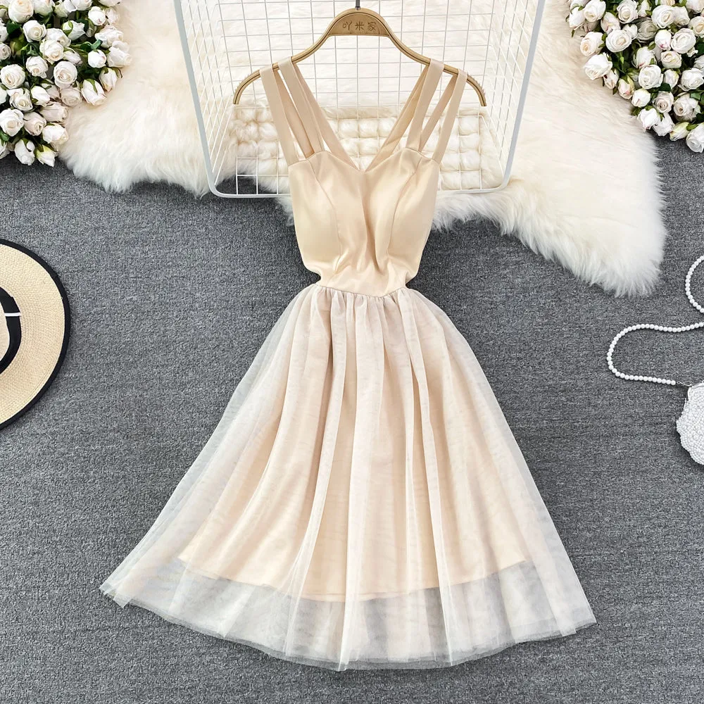 Cute tulle short A line dress fashion dress    S388