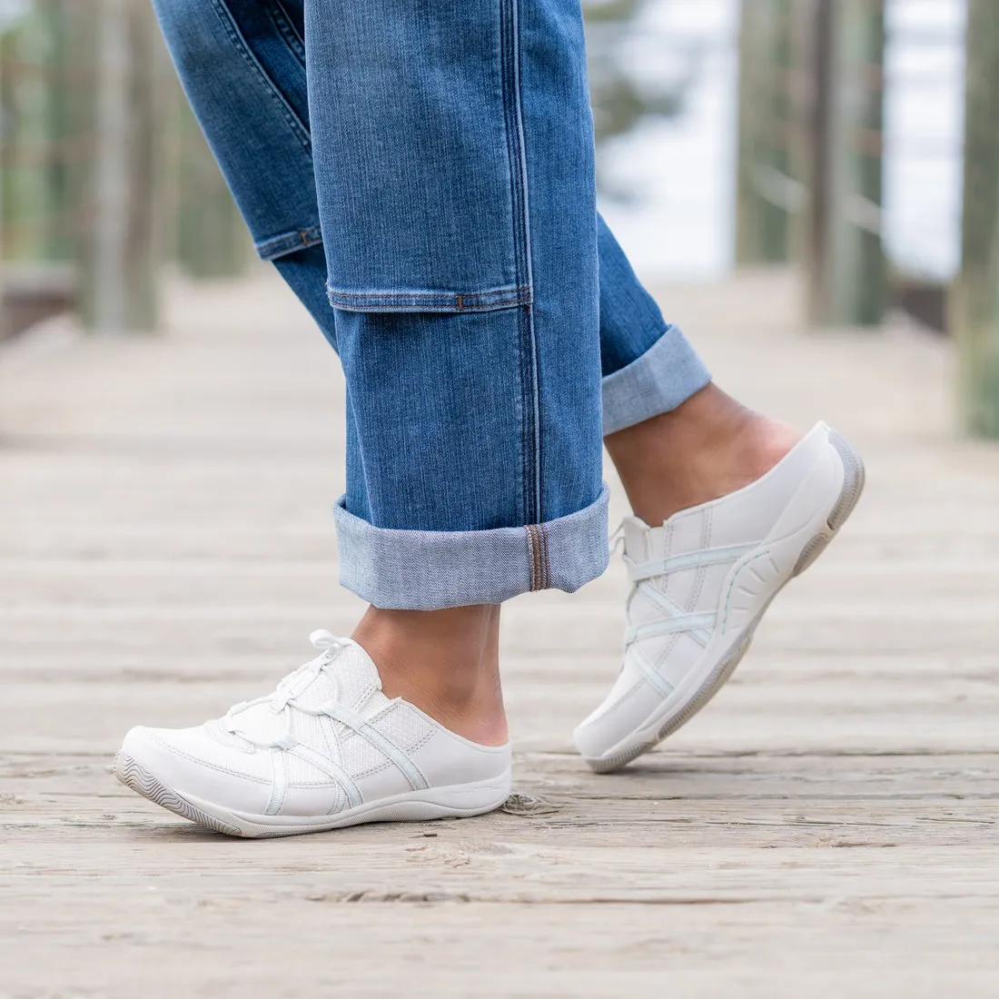 Dansko Hayleigh Suede Mule in Ecru & Black Available in Wide Widths