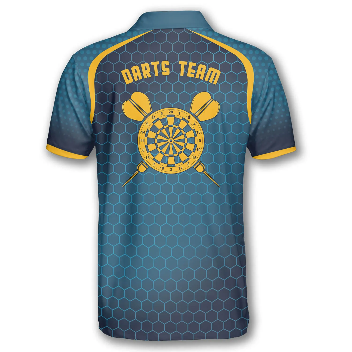 Darts Honeycomb Pattern Yellow Blue Custom Polo Shirts for Men