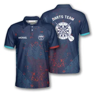 Darts Red Blue Geometric Pattern Custom Polo Shirts for Men, Idea Team Uniform Shirt