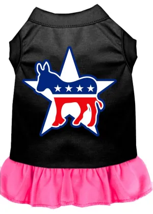 Democrat Screen Print Dress Black With Bright Pink Xs (8)