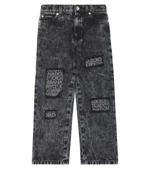 Dg jeans in cotton and silk Dolce&Gabbana Kids, black