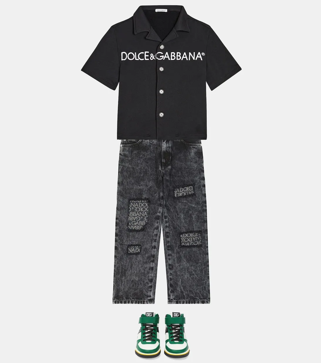 Dg jeans in cotton and silk Dolce&Gabbana Kids, black