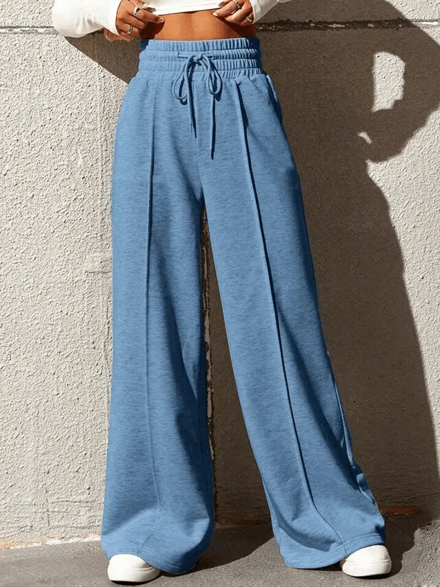 Drawstring Pleated Wide Leg Straight Pants for Women - SF1662