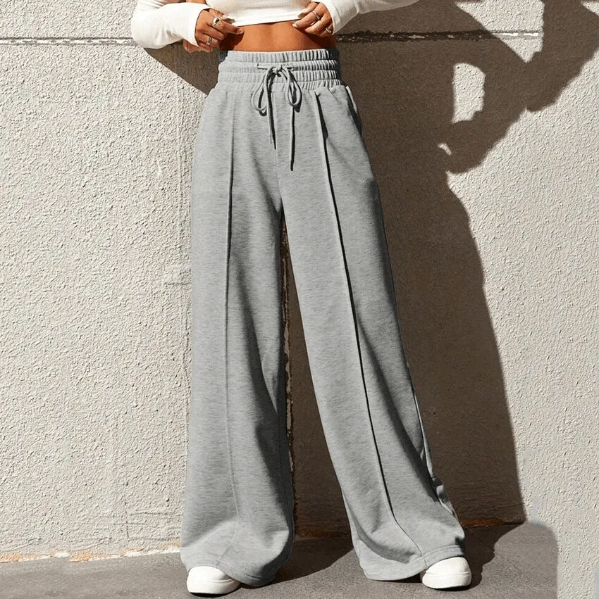 Drawstring Pleated Wide Leg Straight Pants for Women - SF1662