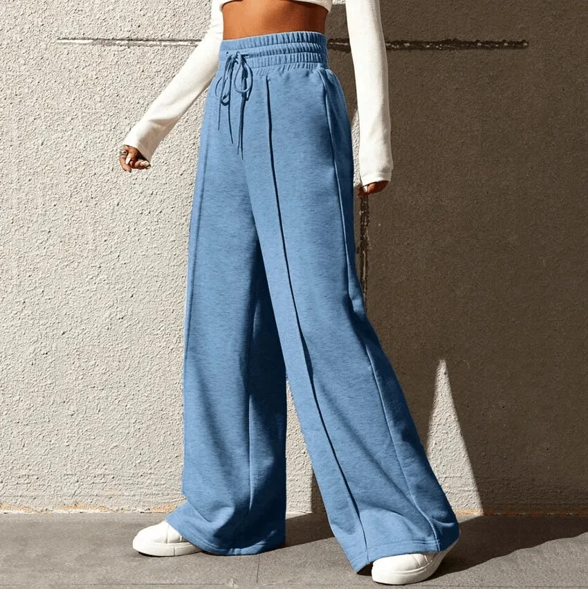 Drawstring Pleated Wide Leg Straight Pants for Women - SF1662