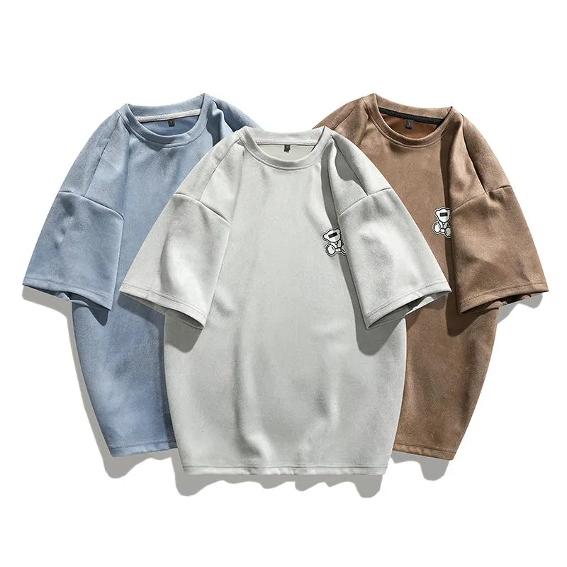 Elasticity Suede-Like Versatile Round Neck Simplicity Short Sleeve Tee