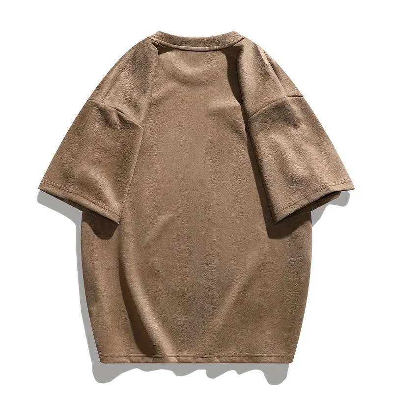 Elasticity Suede-Like Versatile Round Neck Simplicity Short Sleeve Tee