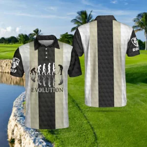 Elegant Men Golfer Evolution Golf Polo Shirt, Unique Golf Shirt For Men Coolspod