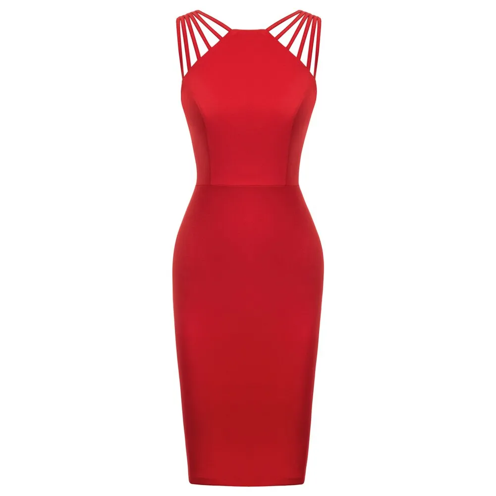 Elegant Pencil Backless Back Split Bodycon Dresses For Women