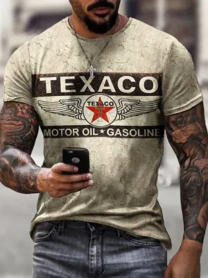 Engine Oil Print Casual T-Shirt