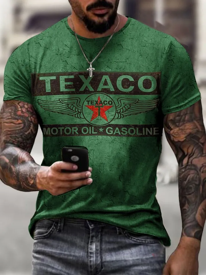 Engine Oil Print Casual T-Shirt