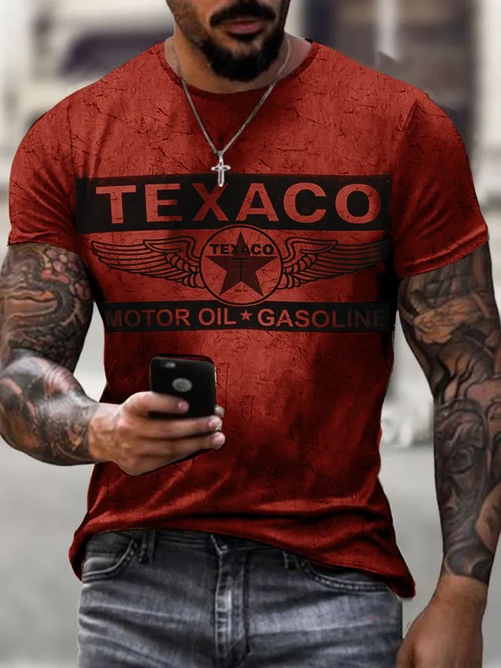 Engine Oil Print Casual T-Shirt