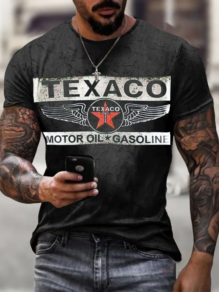 Engine Oil Print Casual T-Shirt