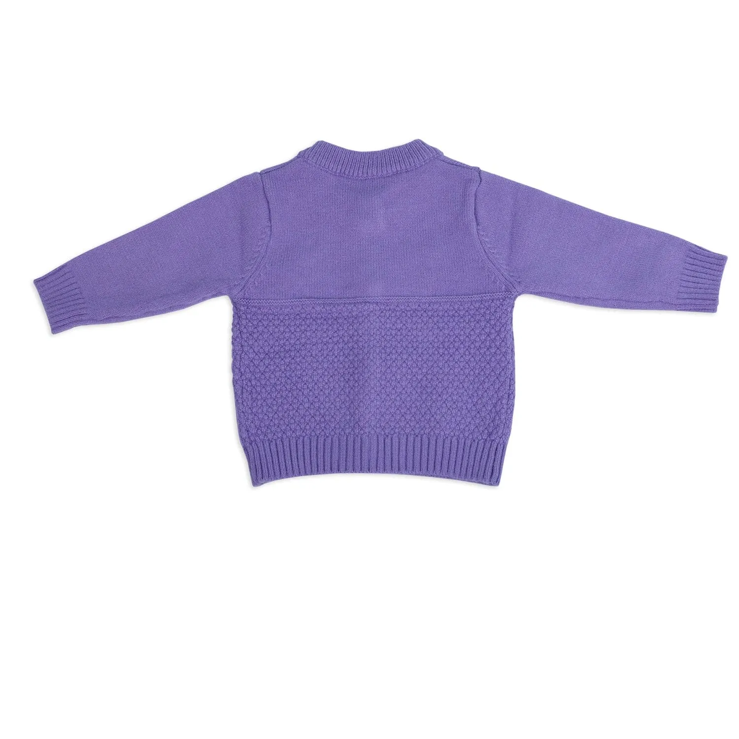 Floral Embroidery Premium Full Sleeves Knitted Sweater - Purple