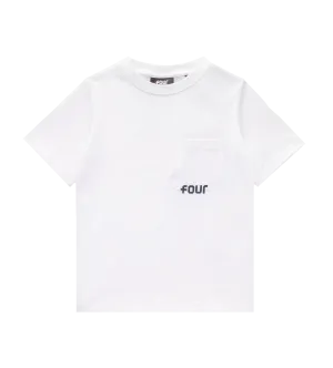 Four Kids Logo Pocket Tee White