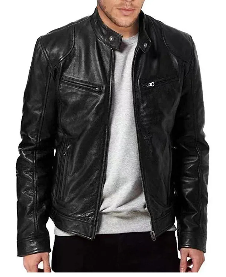 Funki Buys | Jackets | Men's Standing Collar Biker Jackets